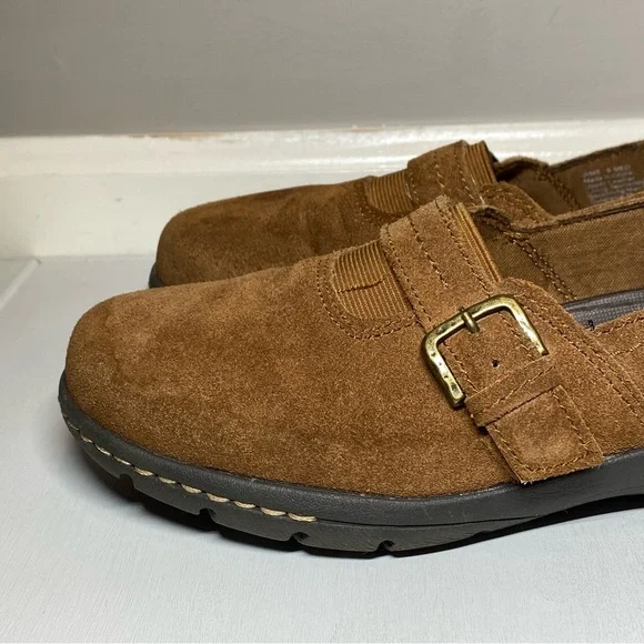 Croft & Barrow Leather Slip On Shoes Womens Size 9 Buckle Loafers Brown Suede - Picture 8 of 16